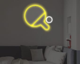 LED Neon Schild Tischtennisschläger | Spaß Ping Pong Wand Dekor für Kinderzimmer