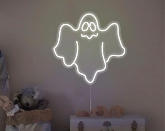 Ghost LED Neon Sign - Spooky Decor for Farmhouse Halloween - Choose your color and control your brightness!