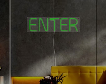Enter LED Neon Sign | Navigation Sign | Direction Light for Business Door Decor - Choose your color, size and control your brightness!