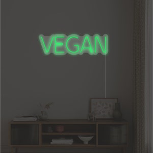 Vegan LED Neon Sign | Neon Sign Wall Decor for Healthy Food Lovers, Vegetarian Decor
