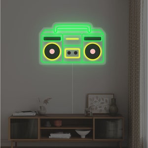 Boombox Led Neon Sign, Retro Party, Music Wall Décor, 90s theme party decoration, 80s birthday party - Choose your color and size!