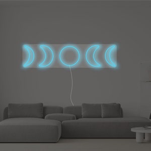 Mondphase Led Neon Schild | Mond Wand dekor für Zuhause | Boho Wand Kunst | Astrologie Geschenk
