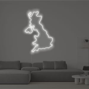 Insegna al neon a LED con mappa del Regno Unito / Decorazione minimalista per la casa / Regalo delle Isole Britanniche