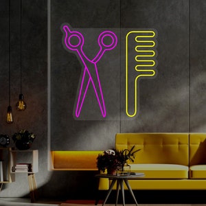 Comb and Scissors Led Neon Sign Beauty Salon Wall Decor - Etsy