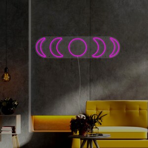 Moon Phase LED Neon Sign Lunar Wall Decor for Home Boho Astrology Gift ...