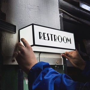 WC Restroom Sign | Navigation Wall Decor for business | USB Powered Light Sign |  | Acrylic Store Sign for Small Business, Shop, Restaurant