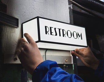 WC Restroom Sign | Navigation Wall Decor for business | USB Powered Light Sign |  | Acrylic Store Sign for Small Business, Shop, Restaurant