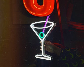 Vermouth Glass LED Neon Sign | Home Bar Wall Decor | Cocktail Bar Sign - Choose your color, size and control your brightness!