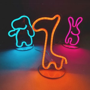 Giraffe Table Lamp | Bright LED Neon Sign for Kids&#39; Bedroom & Safari Themed Decor