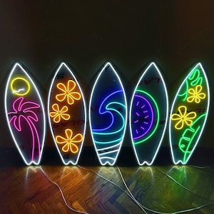 Surfboard LED Neon Sign | Gift For Surfer Girl | Beach House Gift | Ocean Lover | Hawaii Sign - Choose image, color and size!