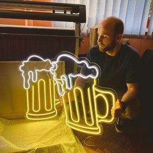 Beer Mug LED Neon Sign, Bar, Pub, Man Cave decor, Beer Lover Gift - Choose your color and control your brightness!