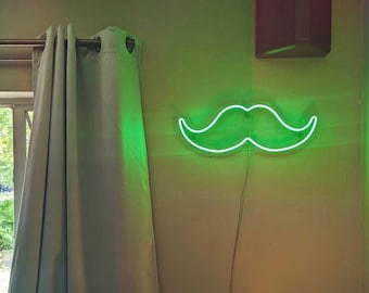 Mustache LED Neon Sign for Wall - Perfect Business Backdrop and Salon Sign, Choose your color, size and control your brightness!