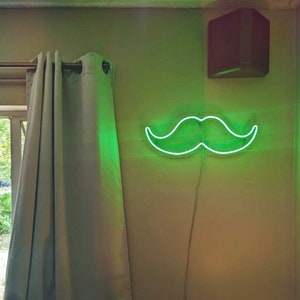 Schnurrbart-LED-Neonschild für die Wand - Perfekte Geschäftskulisse und Salonschild, wählen Sie Ihre Farbe und Größe und steuern Sie Ihre Helligkeit!