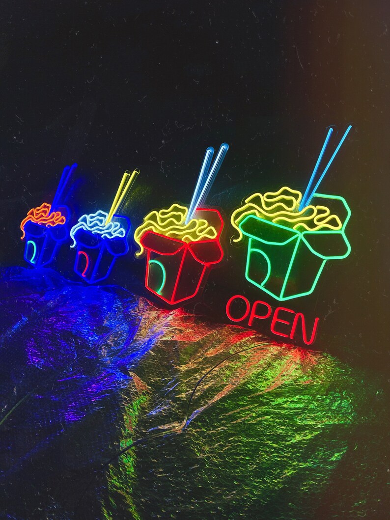 Chinese Take Out Box LED Neon Sign Chinese Food Wall Decor Etsy