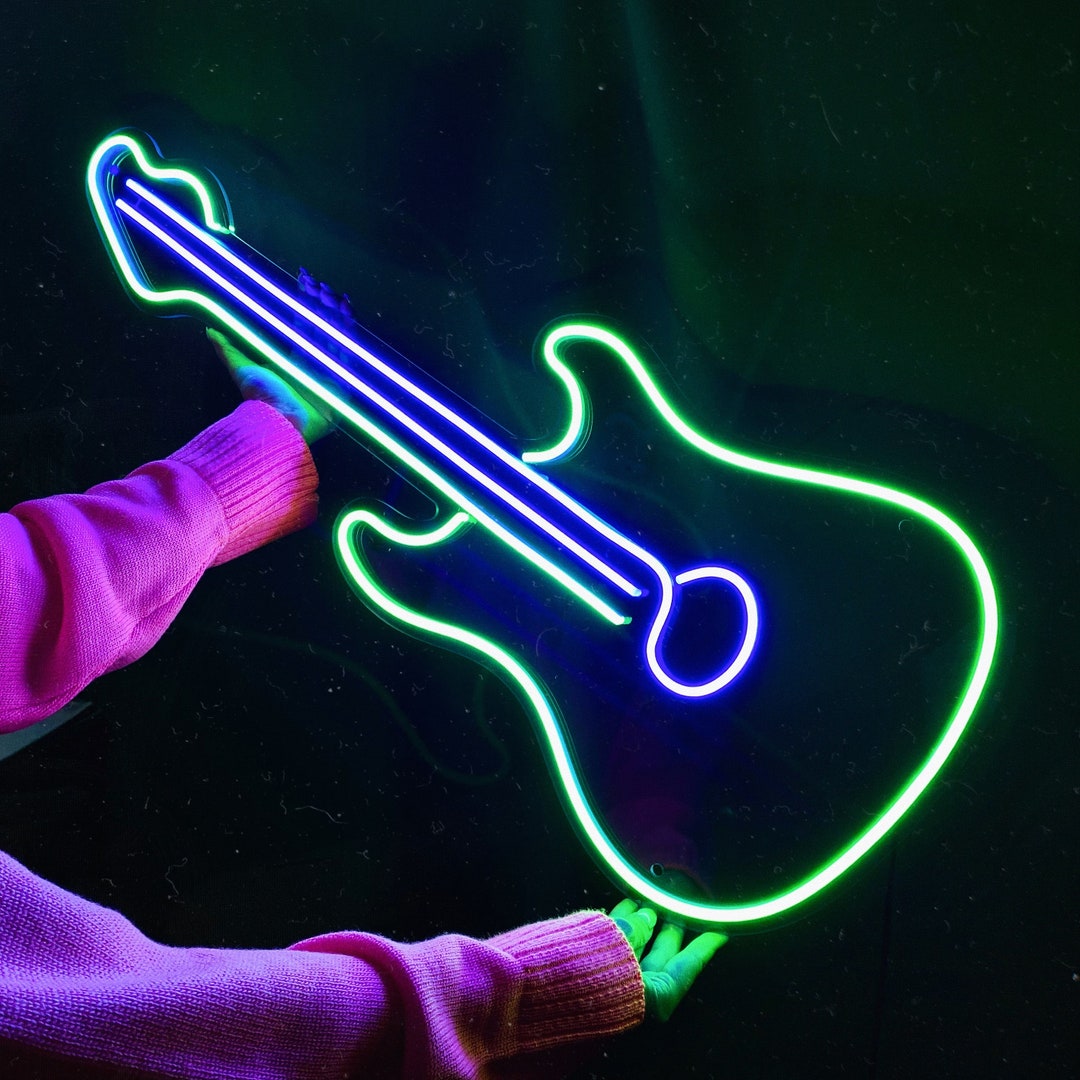 ギター LED ネオンサイン、音楽壁装飾、音楽スタジオ - 色、サイズを