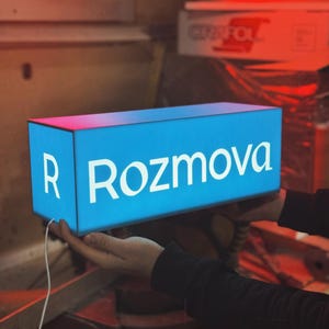Custom Light Box Rozmova | Five Light Sides | Table And Wall Light box | Sign for Business | USB Powered Light Sign | Illuminated Sign