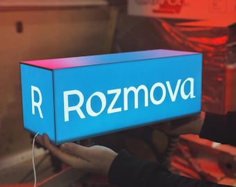 Custom Light Box Rozmova | Five Light Sides | Table And Wall Light box | Sign for Business | USB Powered Light Sign | Illuminated Sign