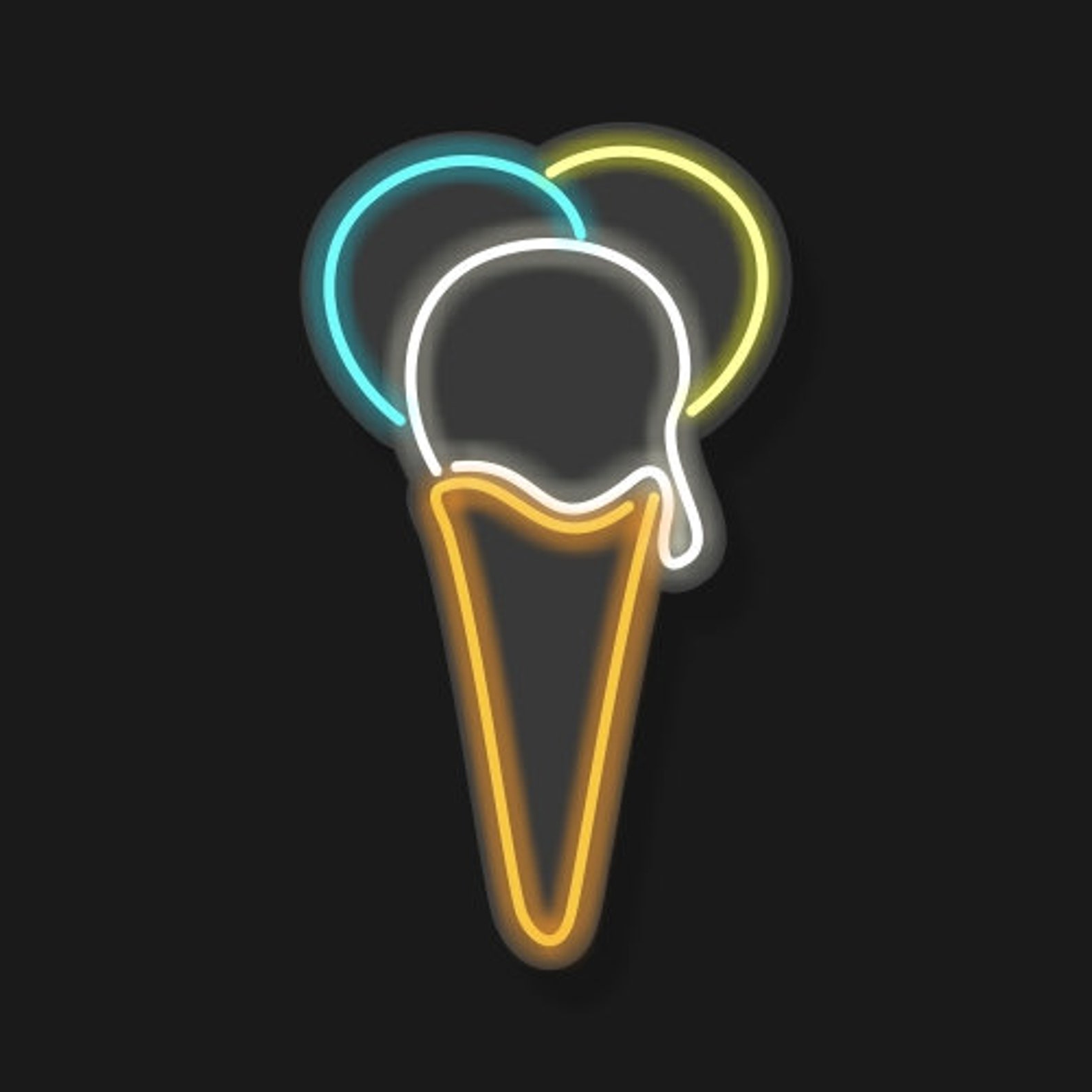 Ice Cream Cone Led Neon Sign Choose Your Colors And Control Etsy