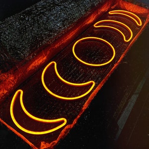 Moon Phase LED Neon Sign | Lunar Wall Decor for Home | Boho Astrology ...