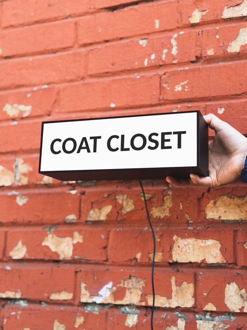 Printable Coat Rack Sign Coat Closet Sign Light Box | LED Room Sign | Office Storage Sign ...