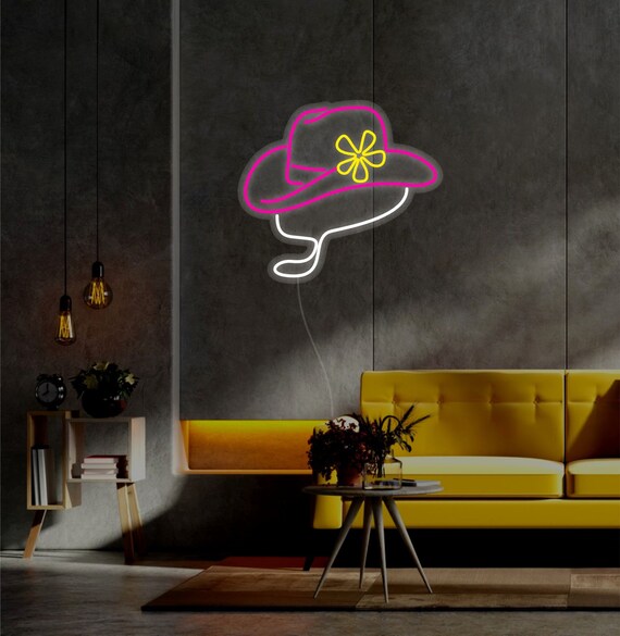 Cowboy Hat LED Neon Sign Cute Cowgirl Hat Wall Art Cowboy - Etsy