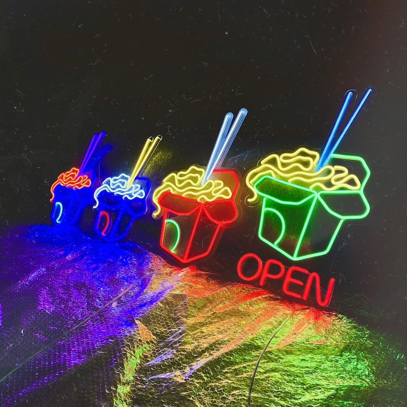 Chinese Take Out Box LED Neon Sign Chinese Food Wall Decor Etsy