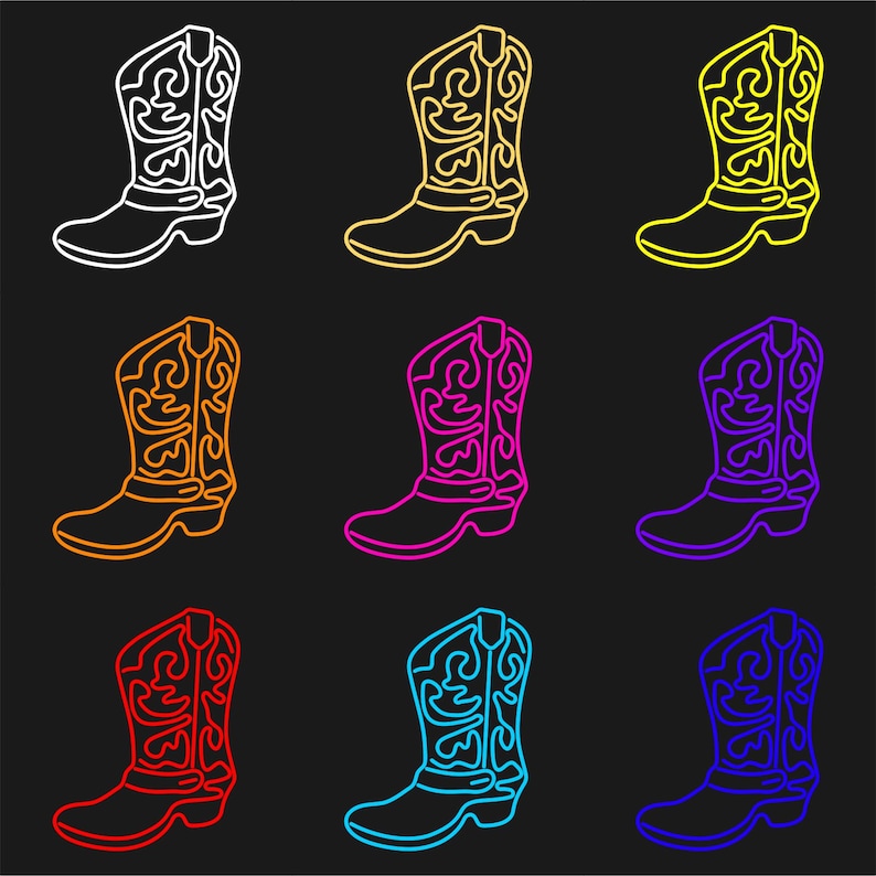 Cowboy Boot LED Neon Sign Cowgirl Boots Wall Art Customize - Etsy