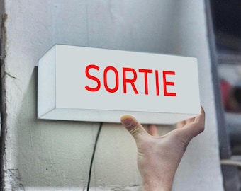 Señal LED de SALIDA / Caja de luz de salida / Lámpara de salida francesa / Señal de puerta de emergencia / Caja de salida iluminada moderna / Indicador de salida de pared