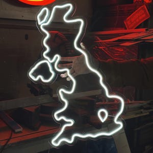 Led-neonbord Britse kaart | Londense indicatorkaart minimalistisch huisdecor | Cadeau Britse eilanden