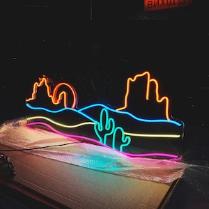 Western Desert With Cactus LED Neon Sign | Cactus Wall Decor | Nature ...
