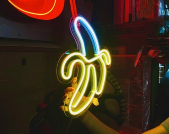 Handmade Banana LED Neon Sign - Custom Sizes, Color Selection, Dimmable