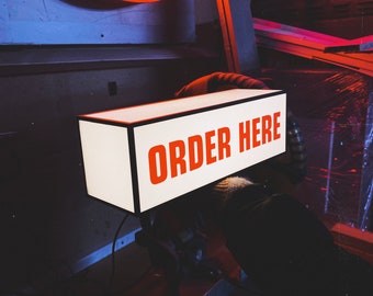 Order Here Sign | Table And Wall Light box | Sign for Business | USB Powered Light Sign | Table And Wal Decor | Illuminated Sign