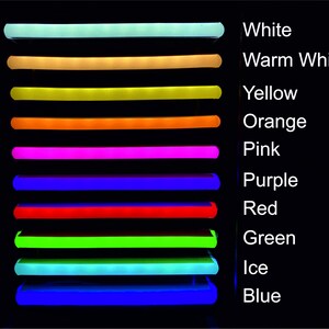 May include: A set of ten LED light strips in different colors, including white, warm white, yellow, orange, pink, purple, red, green, ice, and blue.