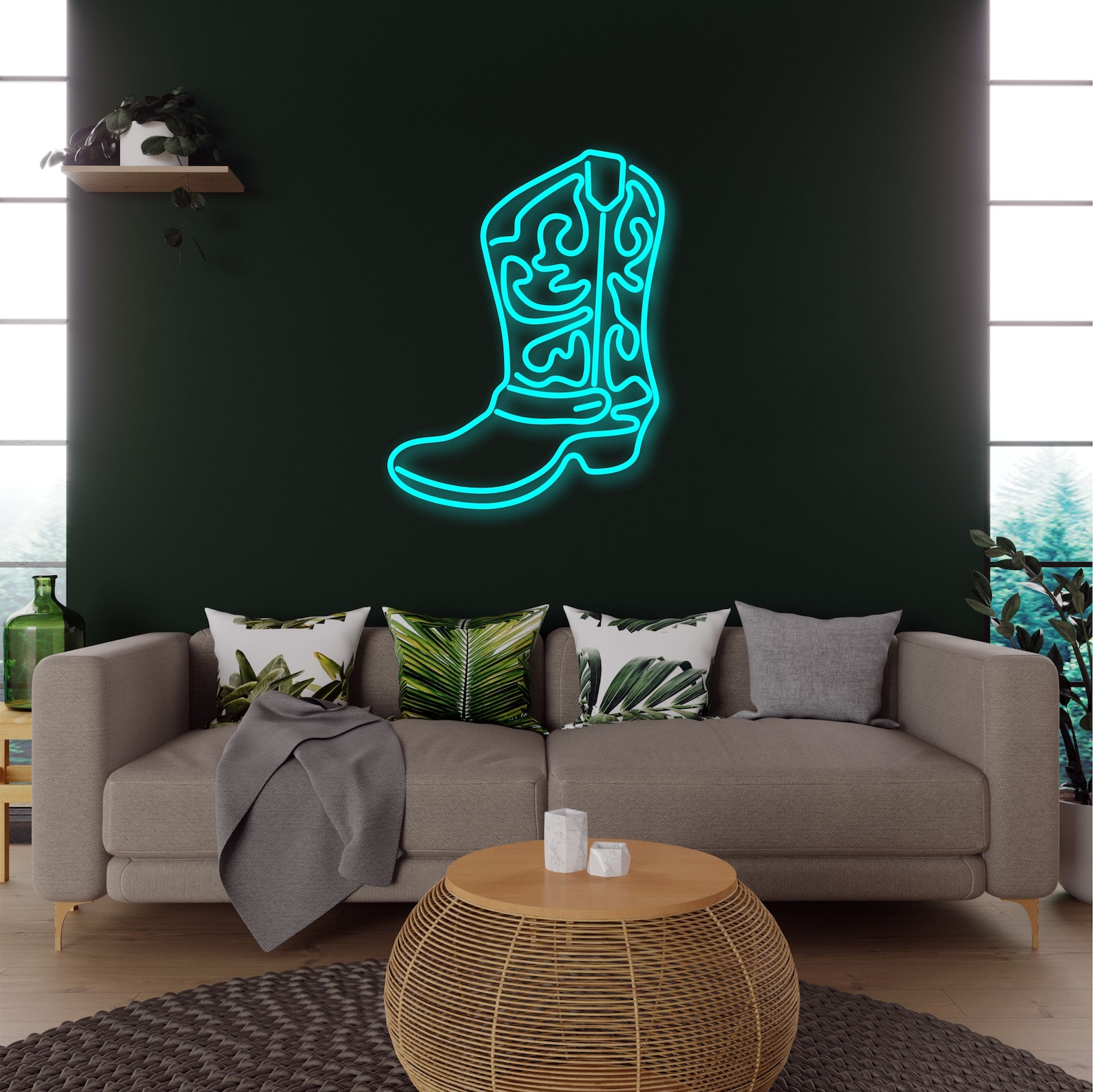 Cowboy Boot LED Neon Sign Cowgirl Boots Wall Art Western - Etsy