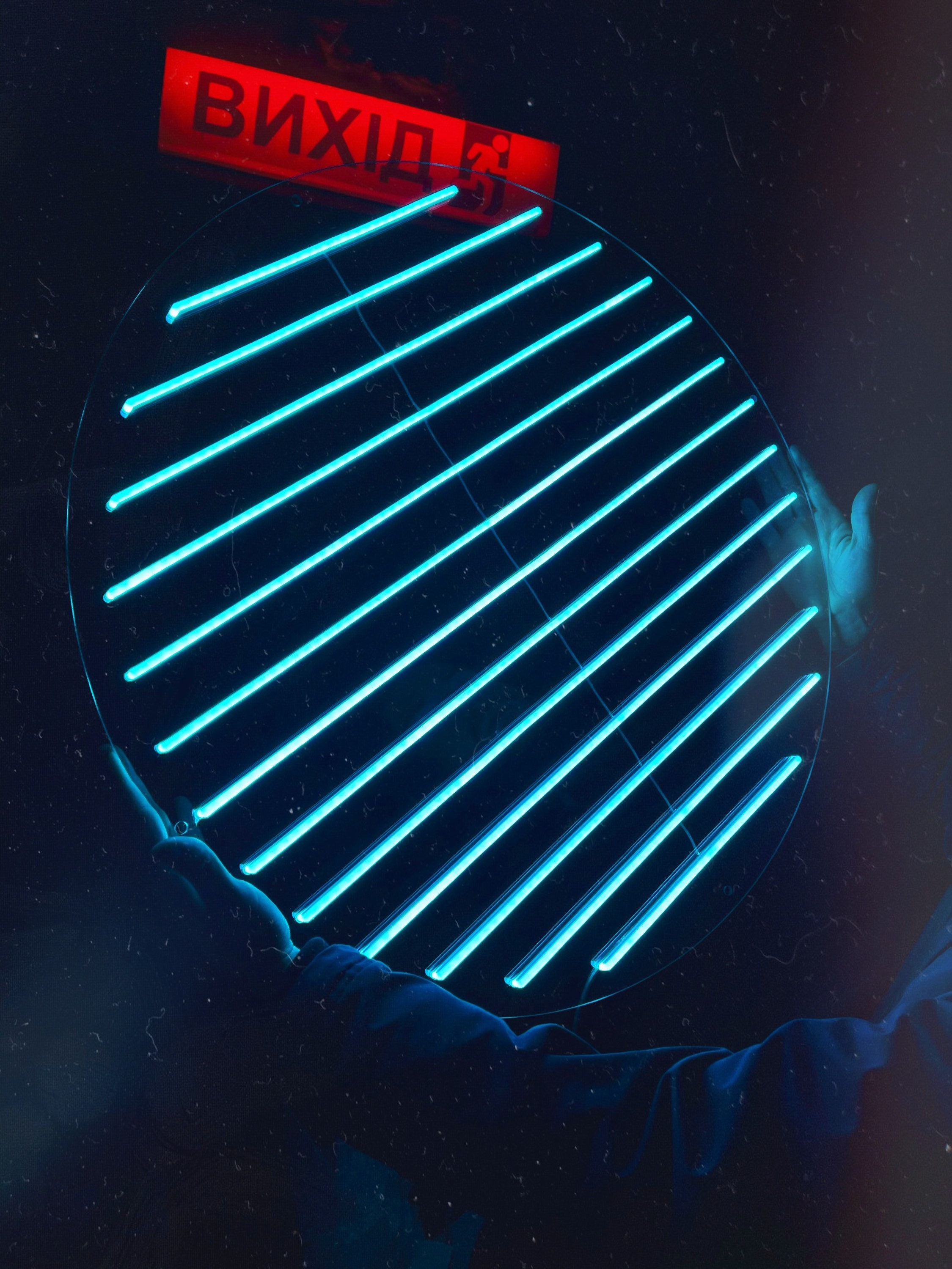 Abstract Circle Led Neon Sign | Circle With Parallel Lines ...