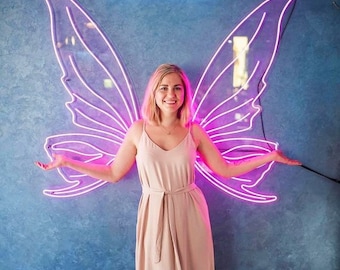 Fairy Wings LED Neon Sign | Butterfly Wings Wall Decor | Fairy Photo Props, Backdrop - Choose your color and size!