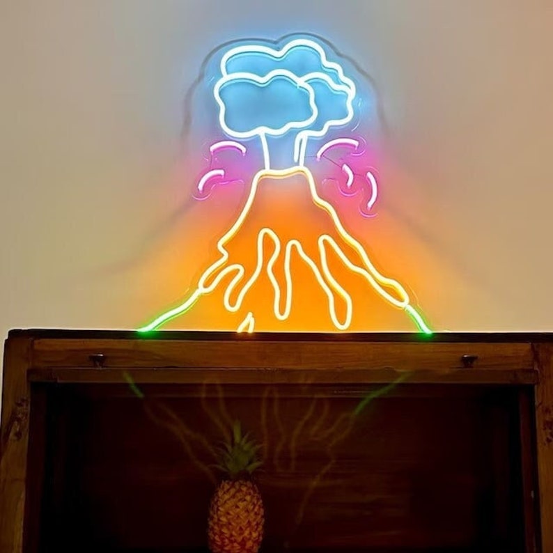 Volcano Eruption LED Neon Sign | Nature Aesthetic | Wall Hanging Light - Choose your color,size and control your brightness! image 1