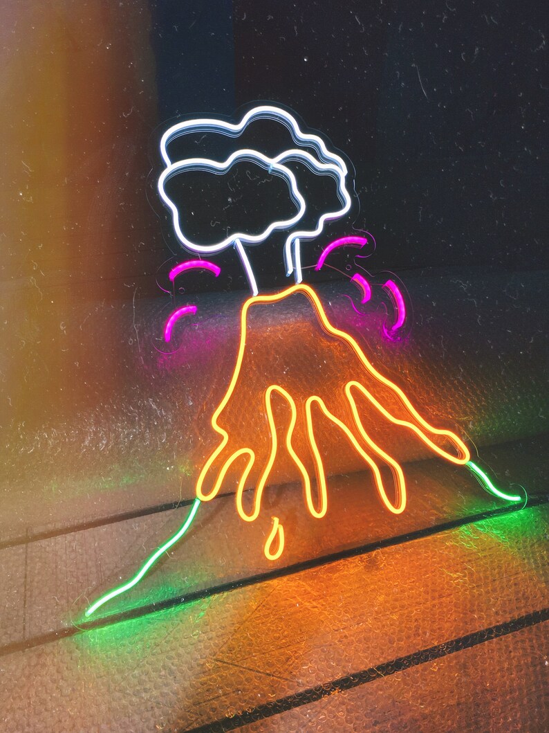 Volcano Eruption LED Neon Sign | Nature Aesthetic | Wall Hanging Light - Choose your color,size and control your brightness! image 5