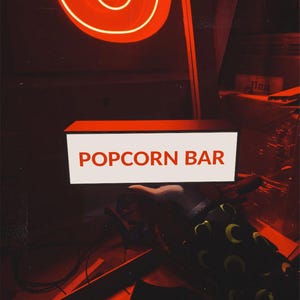 Acrylic Popcorn bar Light Box | Small Table And Wall Lamp for Movie Night Decor | Cinema Light Box | USB Powered Light Sign