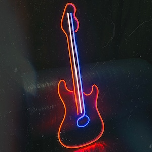 Guitar LED Neon Sign, Music Wall Decor, Music Studio - Customize your color, size, and control your brightness!