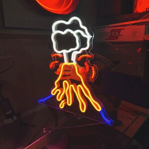 Volcano Eruption LED Neon Sign | Nature Aesthetic | Wall Hanging Light - Choose your color,size and control your brightness! image 3