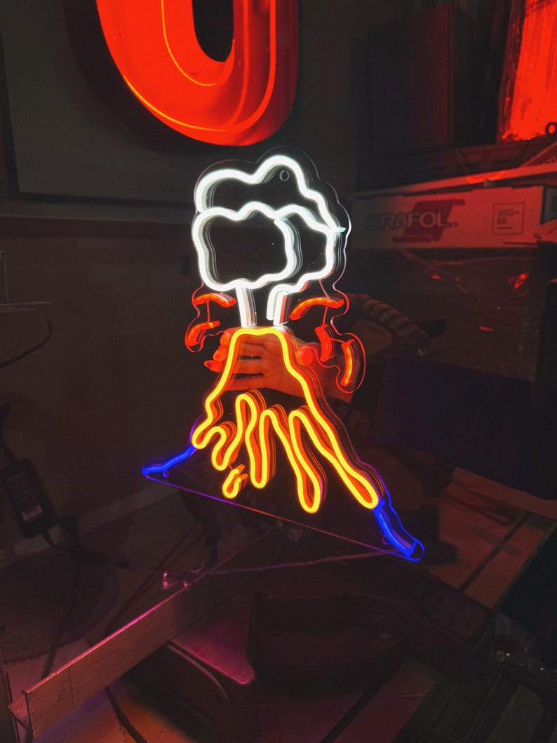 Volcano Eruption LED Neon Sign | Nature Aesthetic | Wall Hanging Light - Choose your color,size and control your brightness! image 3