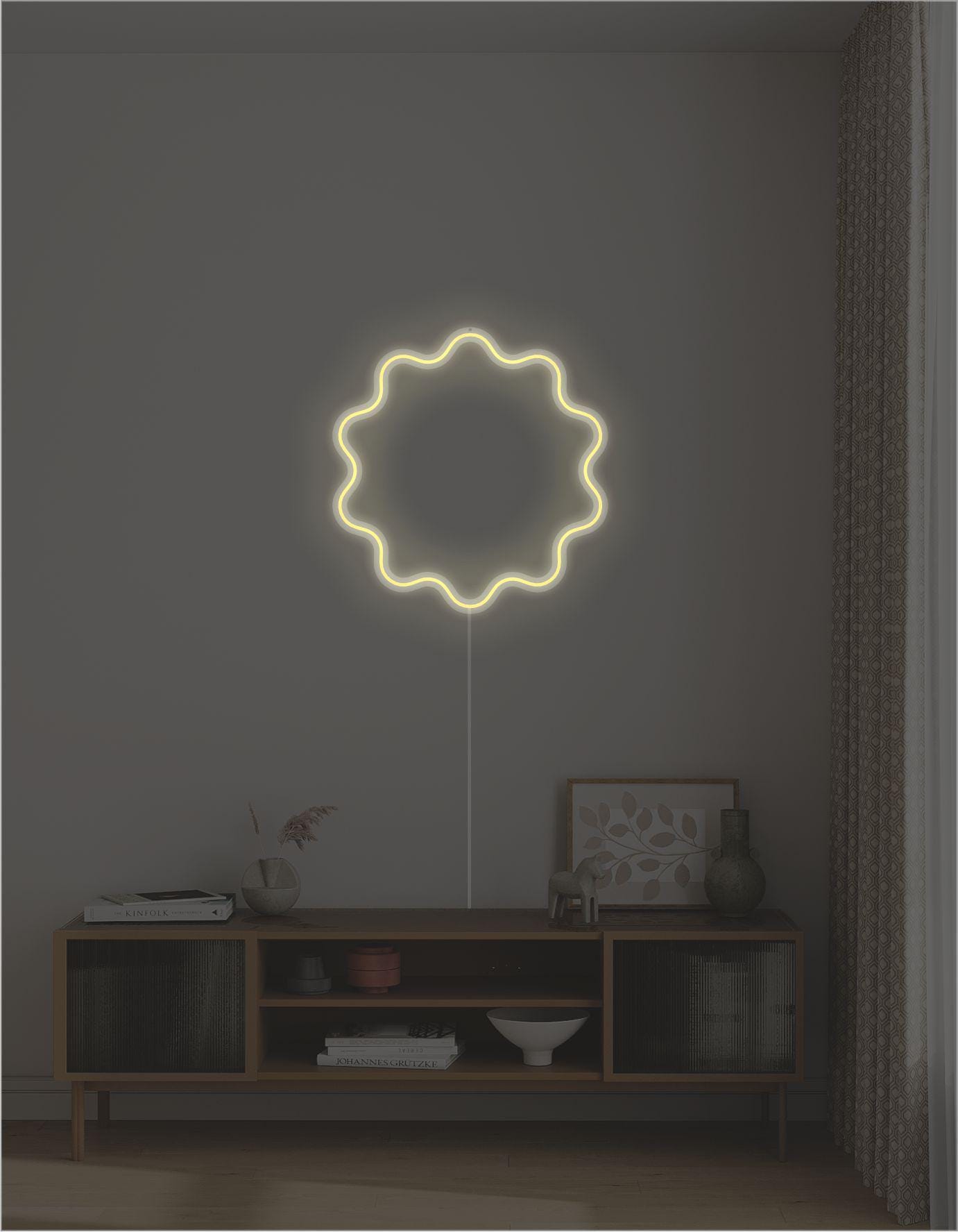 Wavy Circle Led Neon Sign, Minimalistic Geometric decor, Modern Art Deco, Wall Art, Abstract lines
