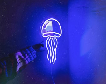 Quallen-LED-Neonreklame | Unterwasser-Feeling mit Quallenlampe – Farbe und Helligkeit individuell einstellbar!