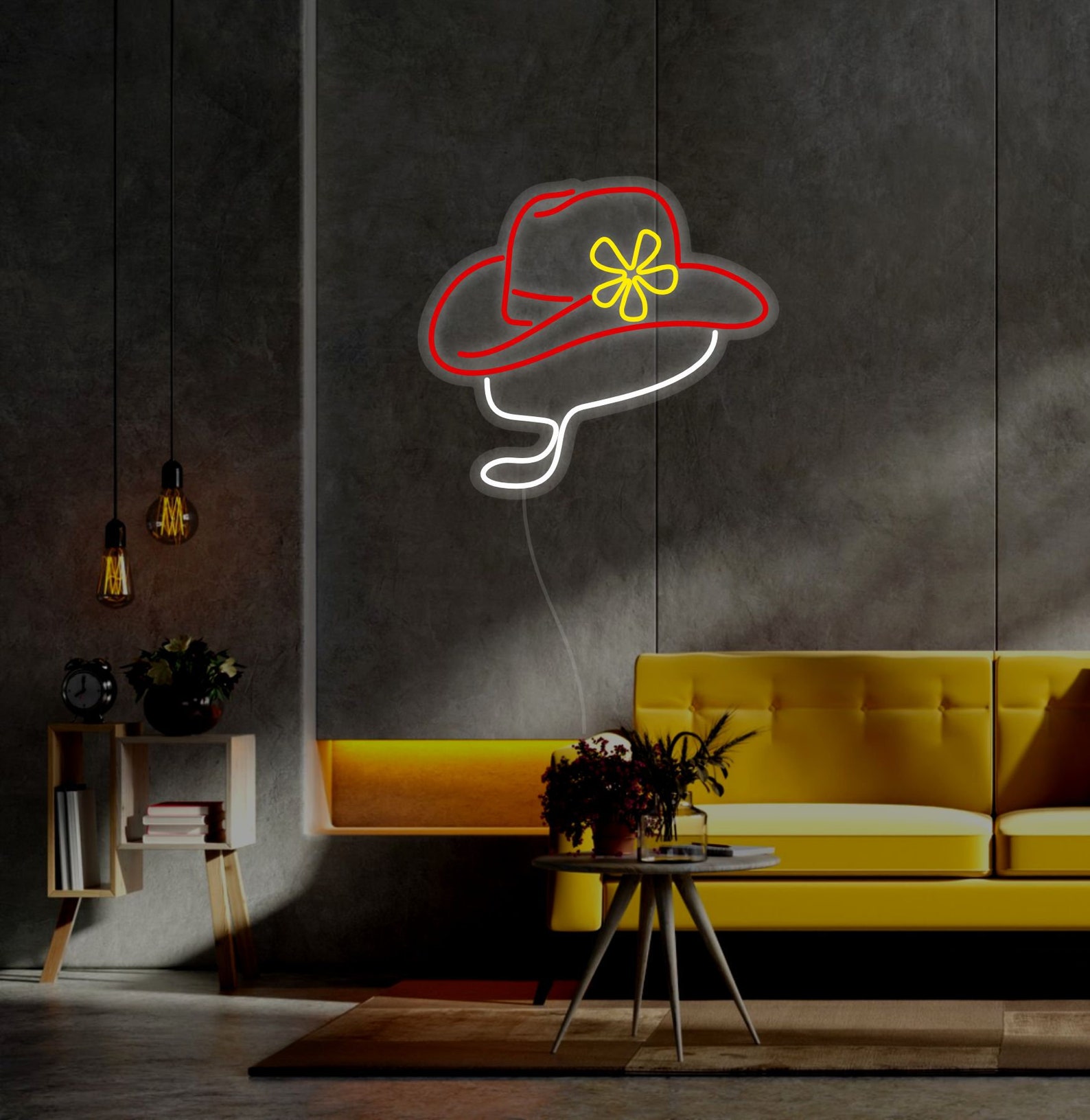 Cowboy Hat LED Neon Sign Cute Cowgirl Hat Wall Art Cowboy - Etsy