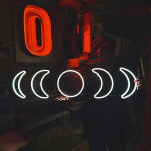 Moon Phase LED Neon Sign | Lunar Wall Decor for Home | Boho Astrology ...