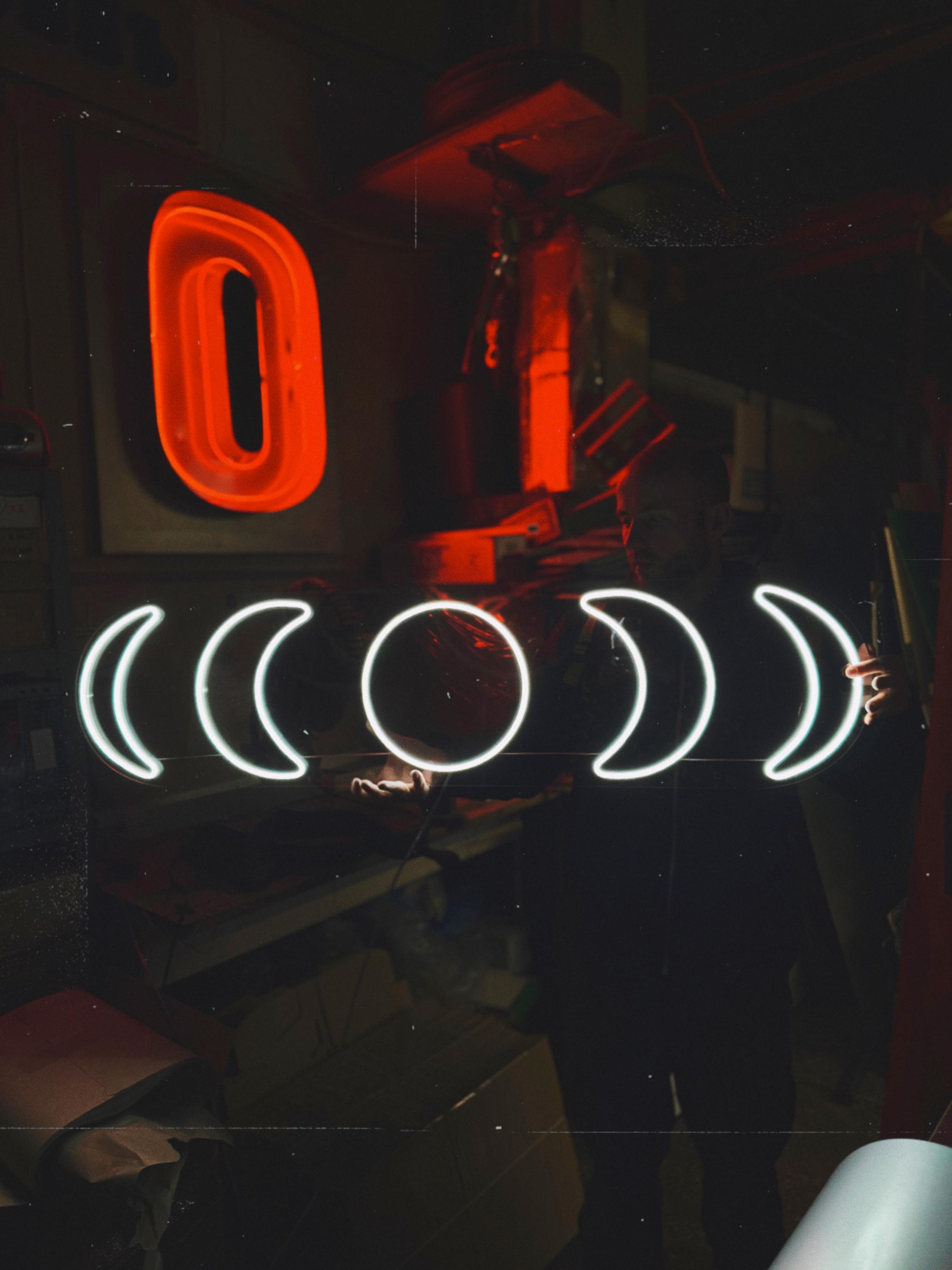 Moon Phase LED Neon Sign | Lunar Wall Decor for Home | Boho Astrology ...