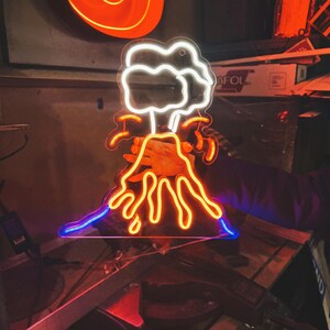 Volcano Eruption LED Neon Sign | Nature Aesthetic | Wall Hanging Light - Choose your color,size and control your brightness! image 2