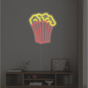 Popcorn LED Neon Sign | Movie Night Decor for Home | Cinema Gifts