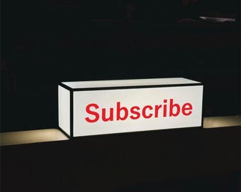 Subscribe Lightbox Sign | YouTube Studio Decor | Content Creator LED Sign | Streaming Room Light | Gamer Desk Sign | Podcast Studio Decor
